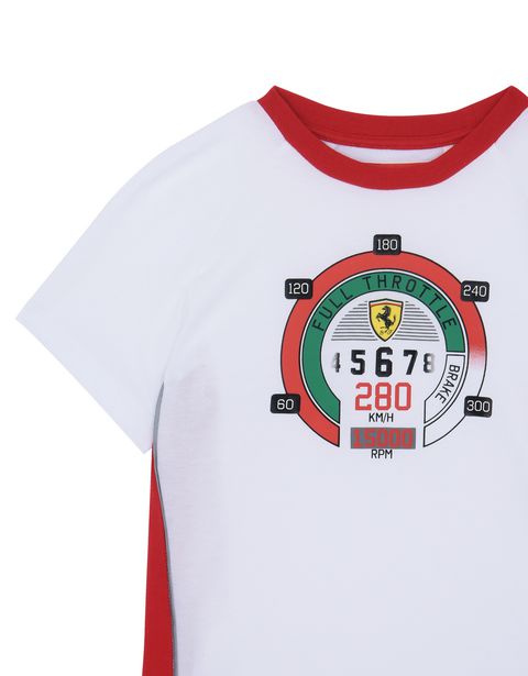 Scuderia Ferrari Online Store - Children's cotton T-shirt with speedometer print - Short Sleeve T-Shirts