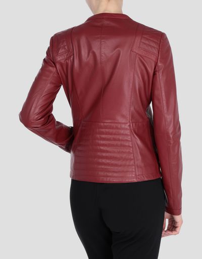 Scuderia Ferrari Online Store - Women's nappa lambskin jacket with racing-style collar - Leather Jackets