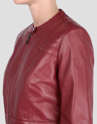 Chaqueta de mujer de napa de cordero con cuello de piloto