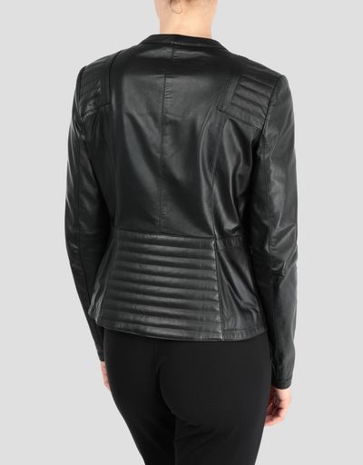 Scuderia Ferrari Online Store - Women's nappa lambskin jacket with racing-style collar - Leather Jackets