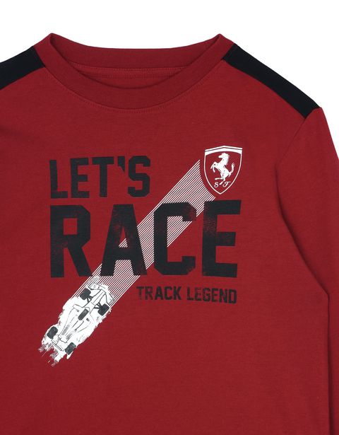 Scuderia Ferrari Online Store - Children’s T-shirt with ʺLet’s raceʺ slogan - Long Sleeve T-Shirts