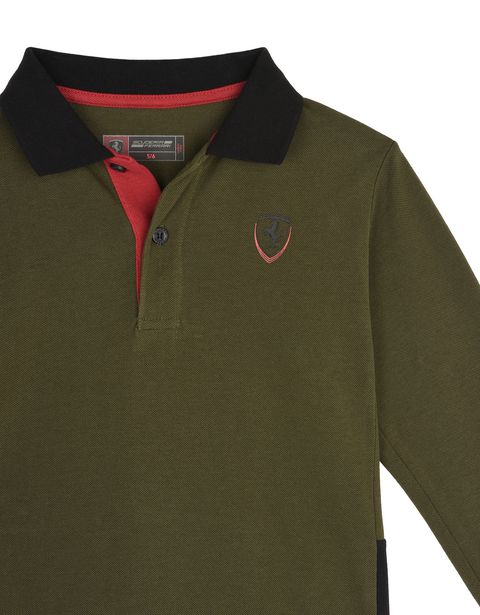 Scuderia Ferrari Online Store - Children’s polo shirt in cotton pique - Long Sleeve Polos