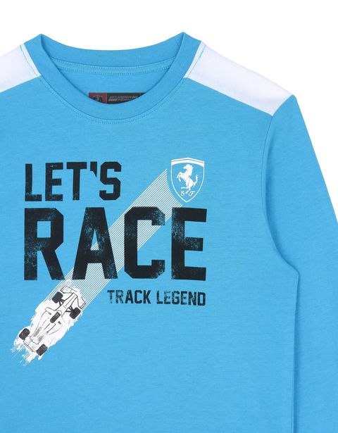 Scuderia Ferrari Online Store - Children's T-shirt with "Let's race" lettering - Long Sleeve T-Shirts