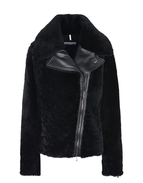 Scuderia Ferrari Online Store - Women's shearling biker jacket - Leather Jackets