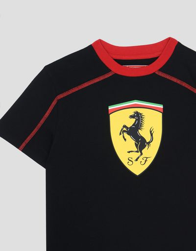 Scuderia Ferrari Online Store - Children’s cotton T-shirt with Shield - Short Sleeve T-Shirts