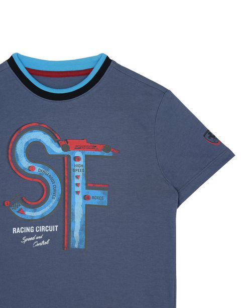 Scuderia Ferrari Online Store - Children’s T-shirt with race track print - Short Sleeve T-Shirts