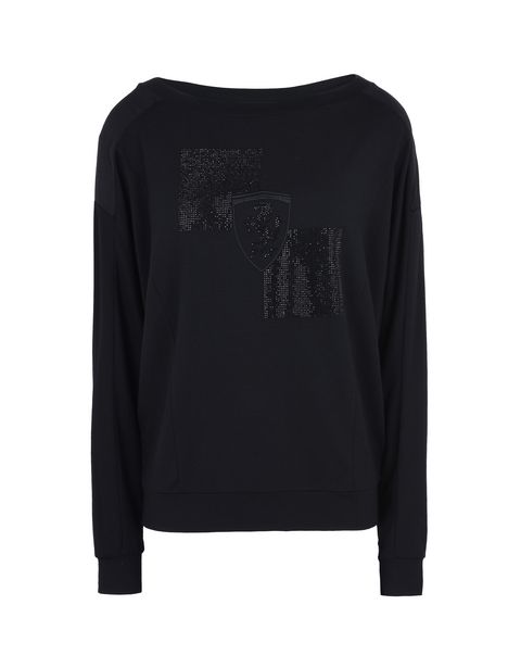 Scuderia Ferrari Online Store - Women's long-sleeved T-shirt with gem Shield - Long Sleeve T-Shirts