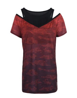 Scuderia Ferrari Online Store - Double-layered women's T-shirt with camouflage print - Short Sleeve T-Shirts