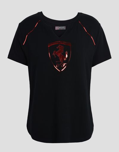 Scuderia Ferrari Online Store - Women's T-shirt with laminated print - Short Sleeve T-Shirts