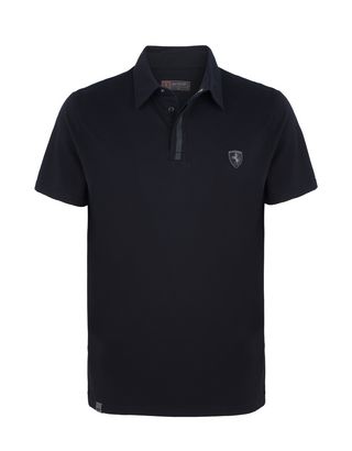 Scuderia Ferrari Online Store - Men's polo shirt in stretch cotton pique - Short Sleeve Polos
