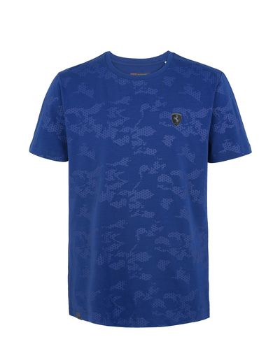 Scuderia Ferrari Online Store - Men's jersey T-shirt with camouflage print - Short Sleeve T-Shirts