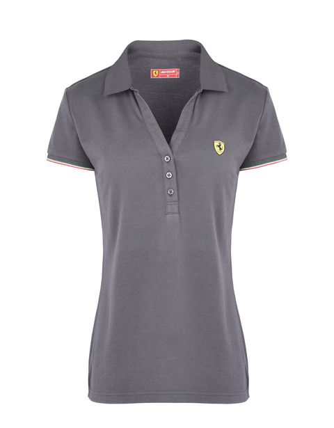 Scuderia Ferrari Online Store - Short-sleeve women's polo shirt in piqué cotton - Short Sleeve Polos