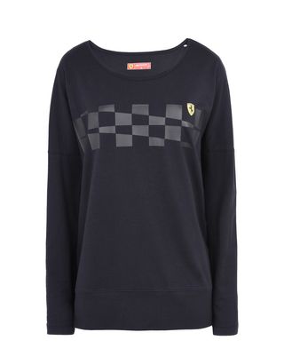 Scuderia Ferrari Online Store - Women’s long-sleeved T-shirt with chequered print - Long Sleeve T-Shirts
