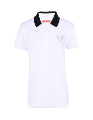 Scuderia Ferrari Online Store - Women's stretch jersey polo shirt with rhinestones - Short Sleeve Polos