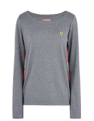 Scuderia Ferrari Online Store - 女士两侧<i>徽标饰带</i>长袖 T 恤 - Long Sleeve T 恤