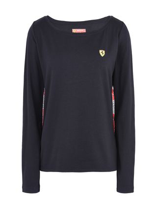 Scuderia Ferrari Online Store - Women’s long-sleeved T-shirt with <i>Icon Tape</i> on the sides - Long Sleeve T-Shirts