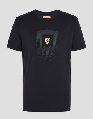 Scuderia Ferrari Online Store - Men’s cotton T-shirt with Shield print - Short Sleeve T-Shirts