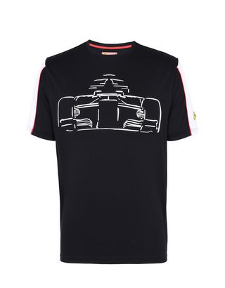 Scuderia Ferrari Online Store - Men’s cotton T-shirt with Shield print - Short Sleeve T-Shirts