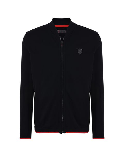 Scuderia Ferrari Online Store - Men's tricot sweater with central zipper - Zip Sweaters