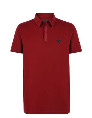 Scuderia Ferrari Online Store - Stretch cotton piquet men's polo shirt - Short Sleeve Polos