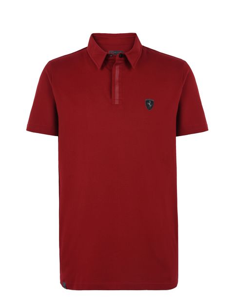 Scuderia Ferrari Online Store - Men's polo shirt in stretch cotton pique - Short Sleeve Polos