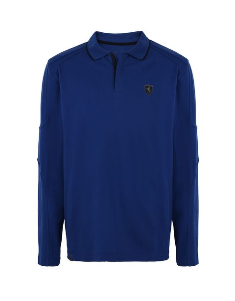 Scuderia Ferrari Online Store - Men’s long-sleeved polo shirt in cotton piquet - Long Sleeve Polos