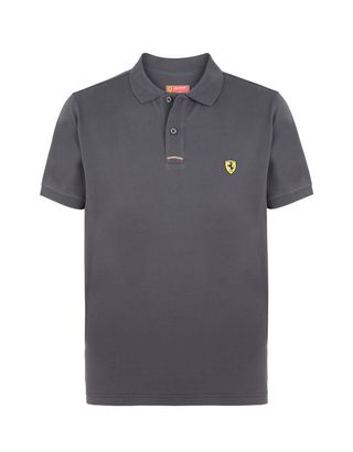 Scuderia Ferrari Online Store - Piqué cotton polo shirt with Shield on the breast - Short Sleeve Polos