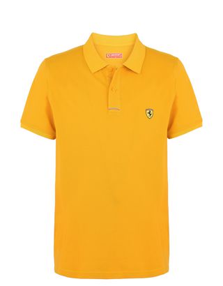 Scuderia Ferrari Online Store - Piqué cotton polo shirt with Shield on the breast - Short Sleeve Polos