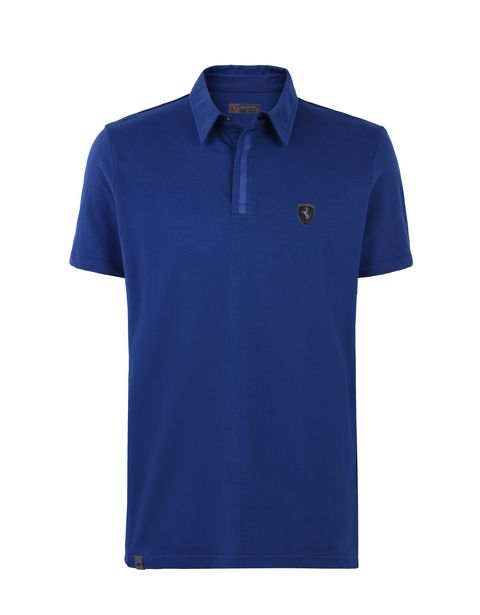 Scuderia Ferrari Online Store - Men's polo shirt in stretch cotton pique - Short Sleeve Polos