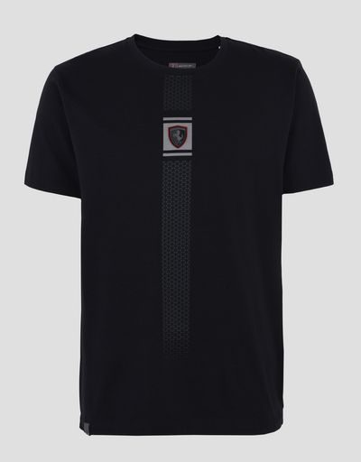 Scuderia Ferrari Online Store - Men's jersey T-shirt with reflective print - Short Sleeve T-Shirts