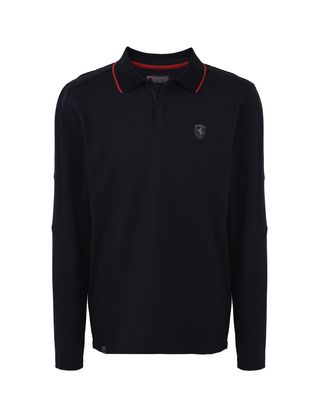 Scuderia Ferrari Online Store - Men’s long-sleeved polo shirt in cotton piquet - Long Sleeve Polos