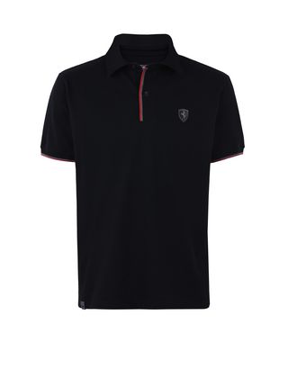Scuderia Ferrari Online Store - Men's polo shirt in stretch cotton pique - Short Sleeve Polos
