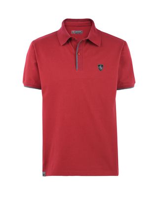 Scuderia Ferrari Online Store - Men's polo shirt in stretch cotton pique - Short Sleeve Polos