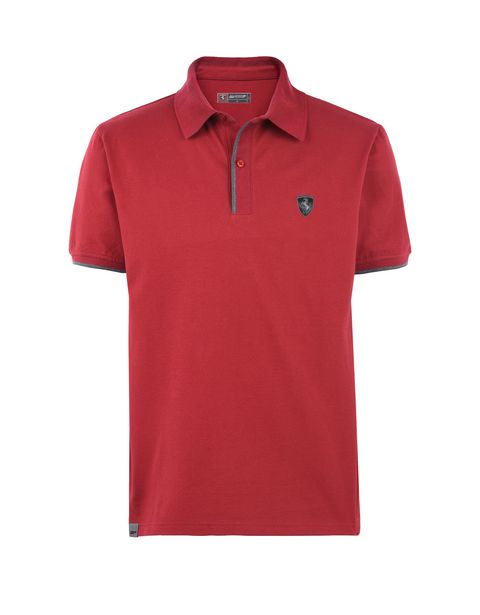 Scuderia Ferrari Online Store - Stretch cotton piquet men's polo shirt - Short Sleeve Polos