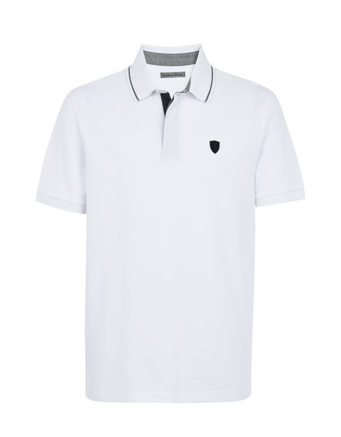 Scuderia Ferrari Online Store - Men's short-sleeved polo shirt in maxi piqué cotton - Short Sleeve Polos