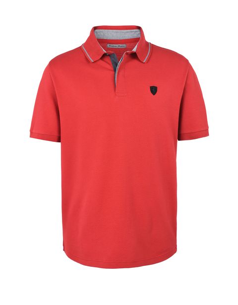 Scuderia Ferrari Online Store - Men's short-sleeved polo shirt in maxi piqué cotton -