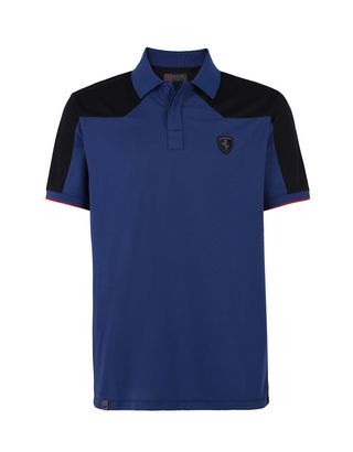 Scuderia Ferrari Online Store - Men’s short-sleeved polo shirt in technical cotton piquet - Short Sleeve Polos