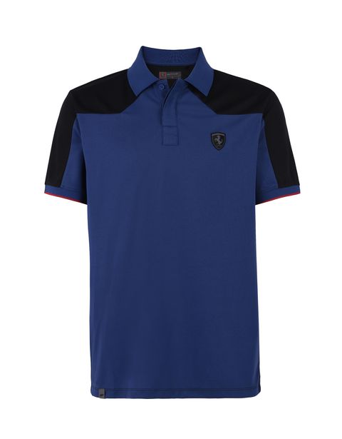Scuderia Ferrari Online Store - Men’s short-sleeved polo shirt in technical cotton piquet - Short Sleeve Polos