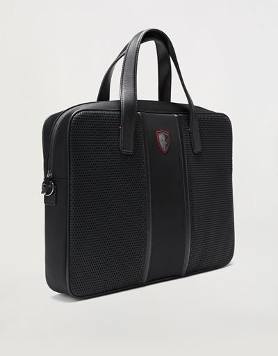 Scuderia Ferrari Online Store - Hypergrid briefcase with shoulder strap and leather detailing - Briefcase Bags