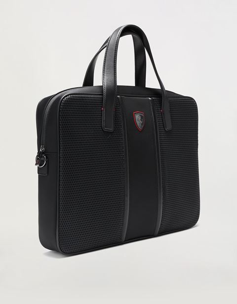 Scuderia Ferrari Online Store - Hypergrid briefcase with shoulder strap and leather detailing - Briefcase Bags