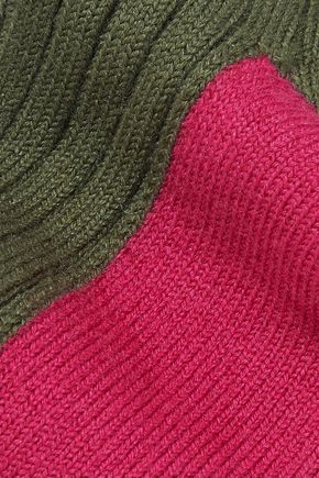 Redv Two-tone Ribbed Wool Socks In Army Green