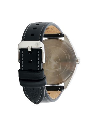Scuderia Ferrari Online Store - Abetone watch with black dial and leather strap - Quartz Watches