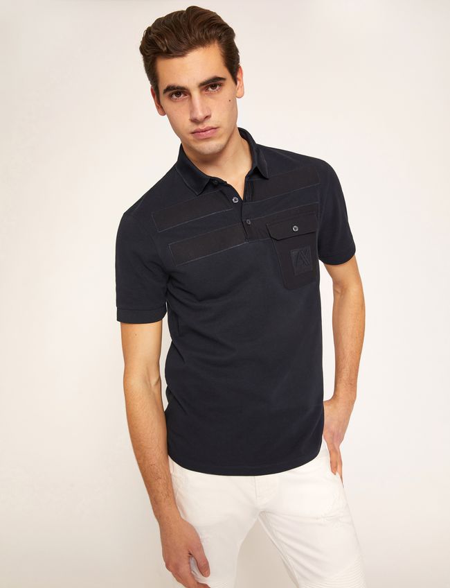 TONAL STRIPE PIECED POCKET POLO