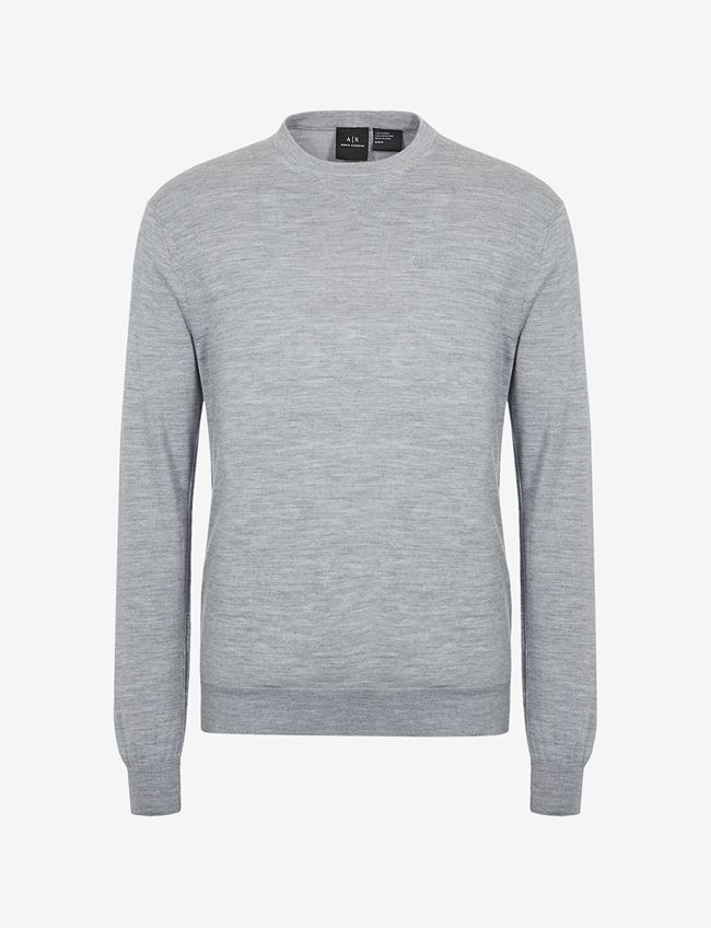 Armani Exchange Maglia Girocollo Grigio Lana Vergine
