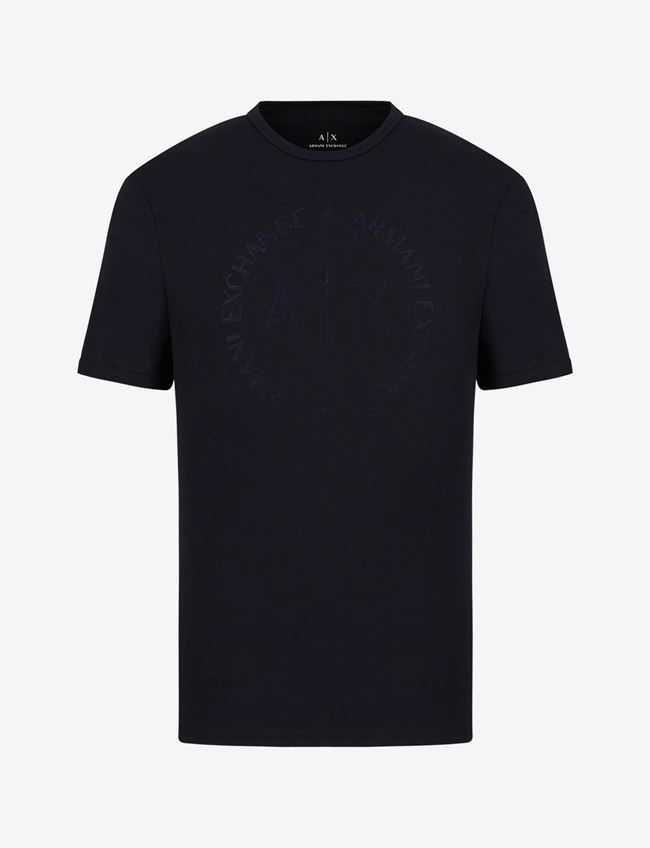 Armani Exchange T-Shirt Con Logo Blu Navy Cotone