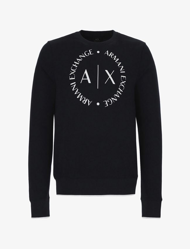 Armani Exchange Felpa Blu Navy Poliestere, Viscosa, Elastan