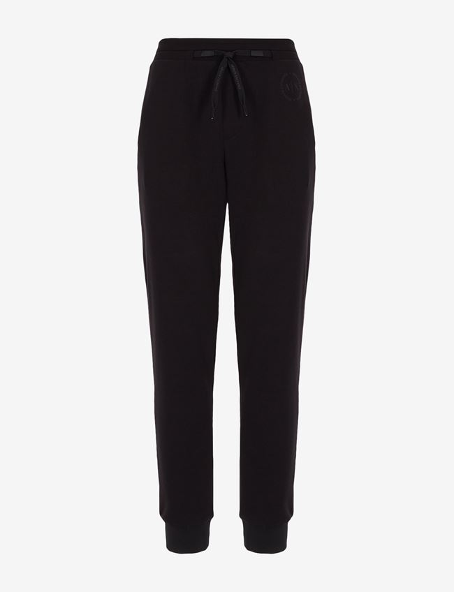 Armani Exchange Pantaloni In Felpa Nero Poliestere, Viscosa, Elastan