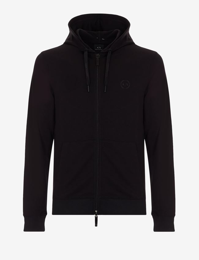 Armani Exchange Felpa Con Cappuccio Nero Poliestere, Viscosa, Elastan