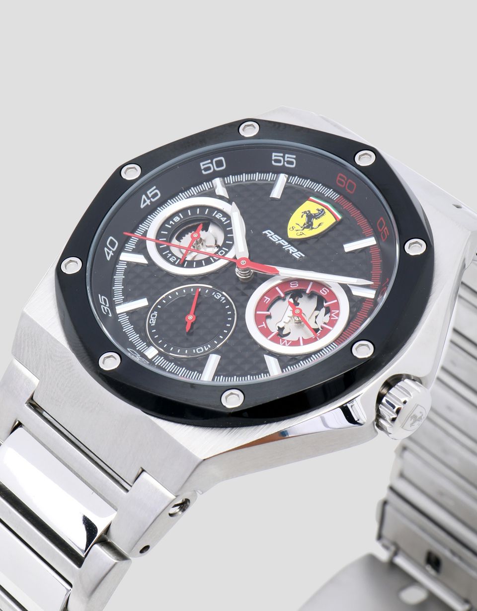 Ferrari Aspire multifunctional steel watch with black dial Man ...