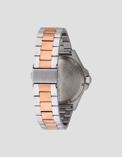 Scuderia Ferrari Online Store - Pilota steel watch with rose gold tone detailing - Quartz Watches